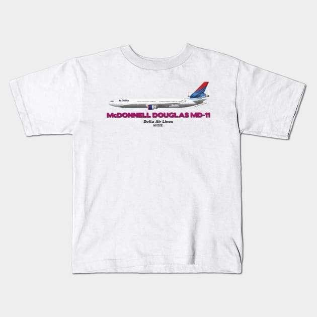 McDonnell Douglas MD-11 - Delta Air Lines Kids T-Shirt by TheArtofFlying